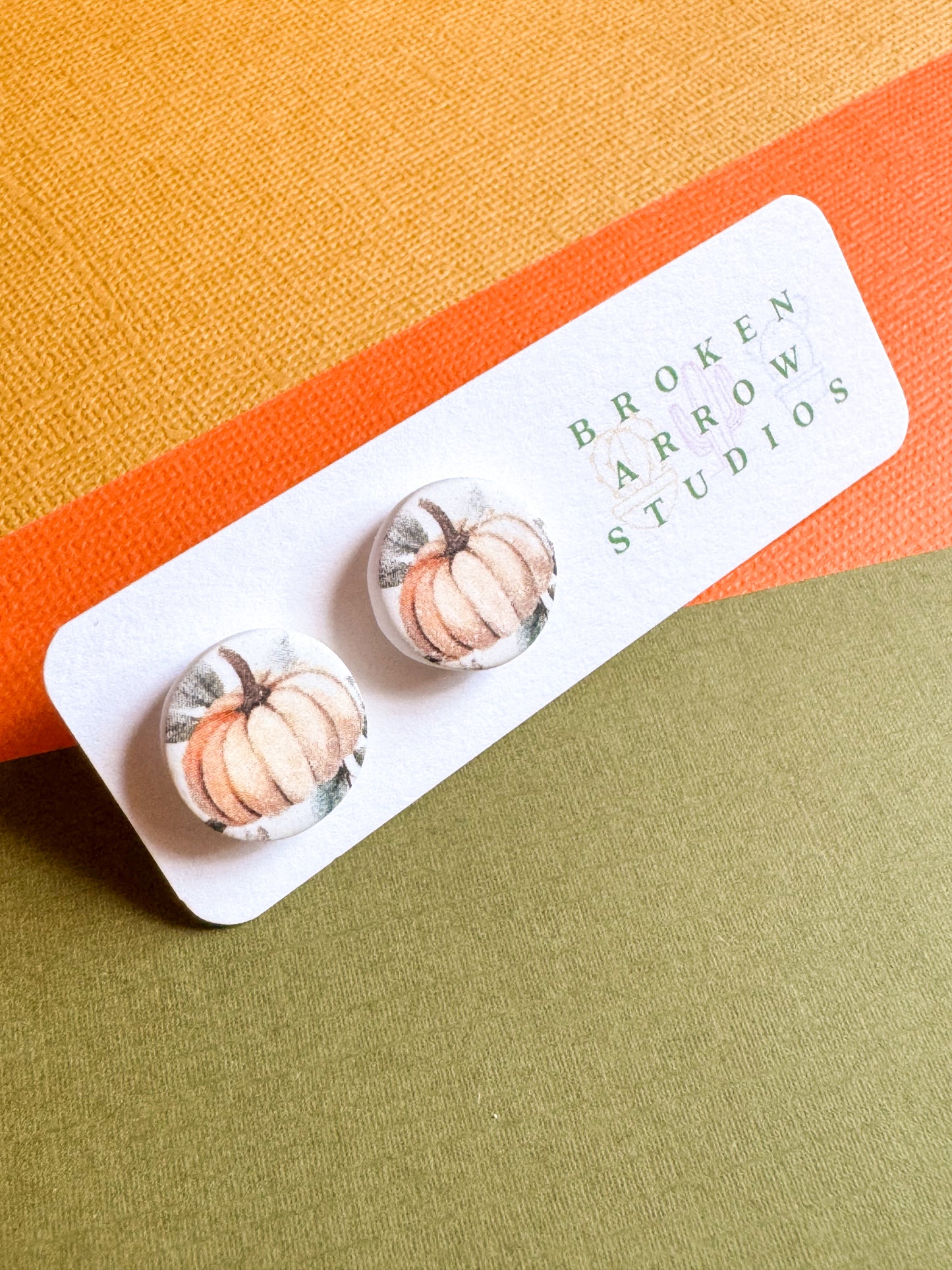 Printed Pumpkin Studs