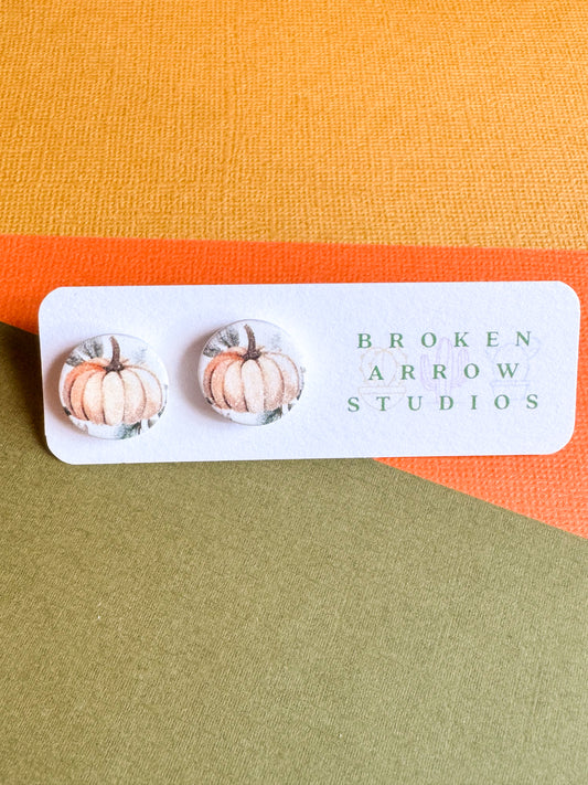 Printed Pumpkin Studs
