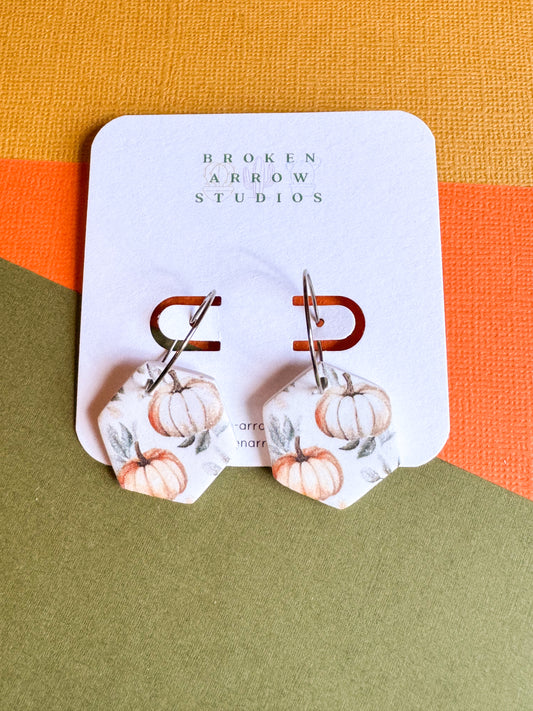 Pumpkin Print Hexagon Hoops