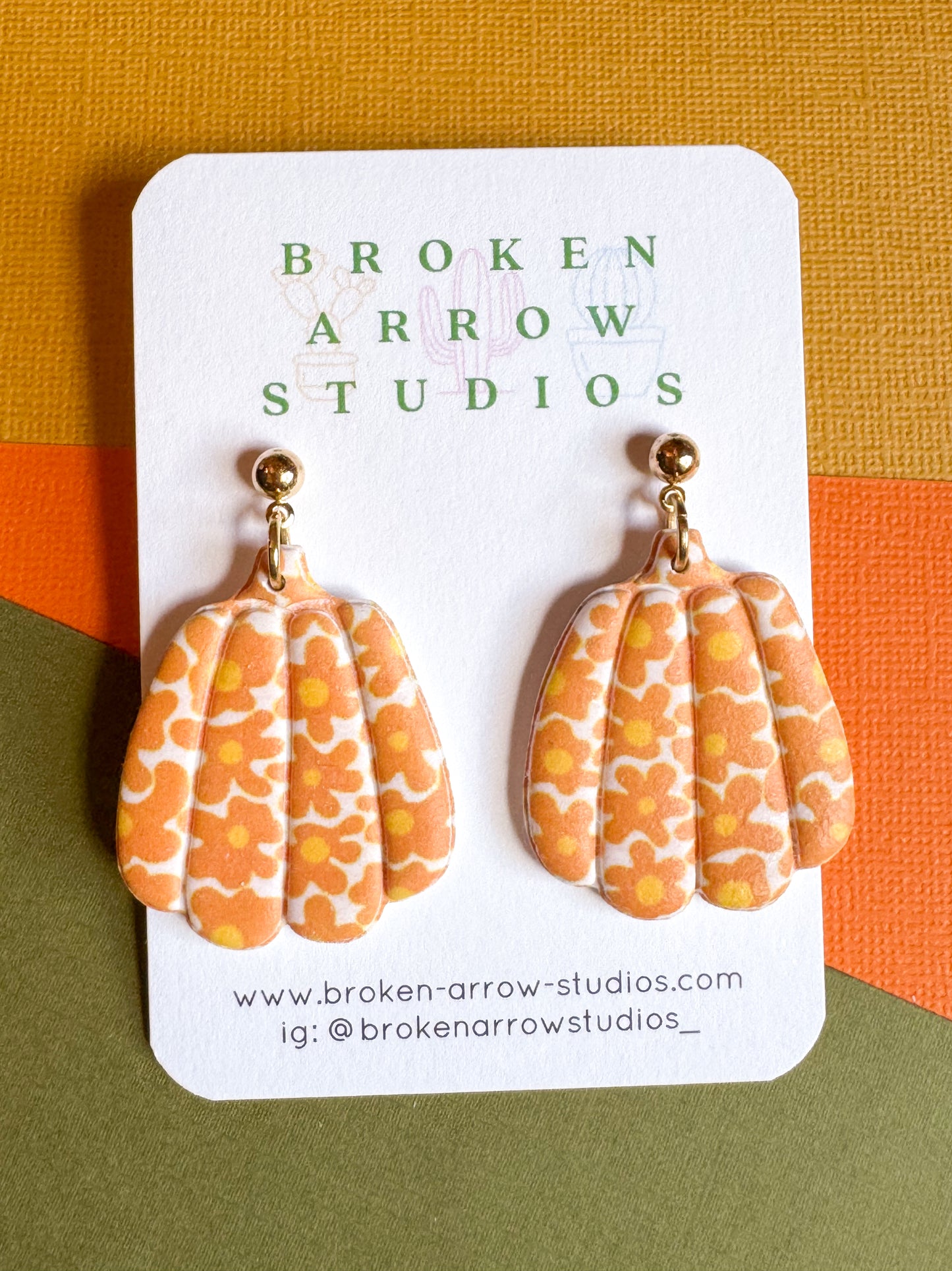 Orange Floral Tall Pumpkins