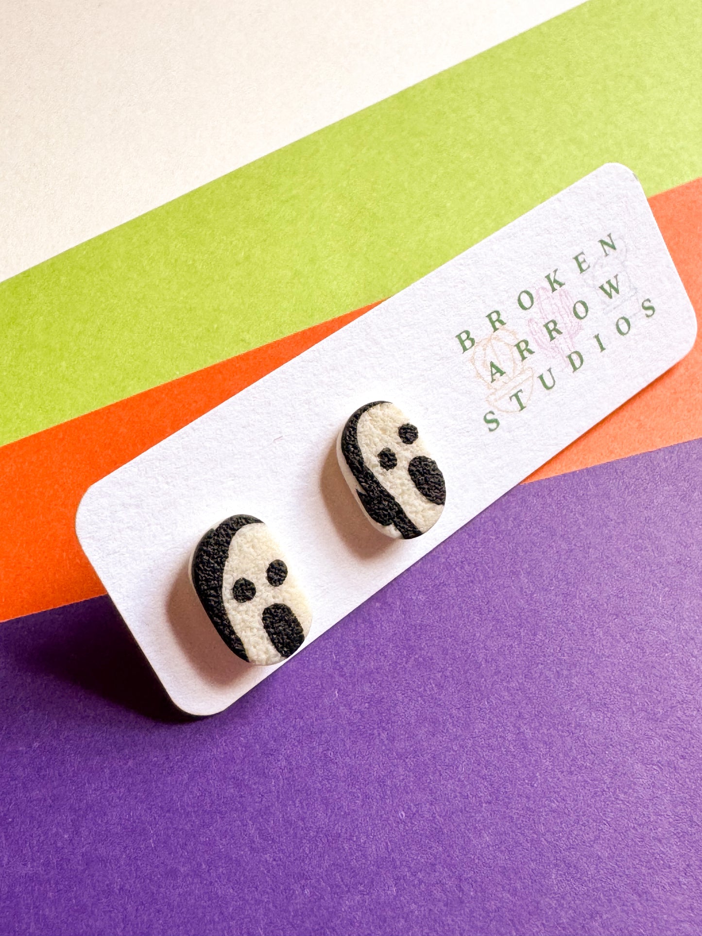Glow in the Dark Ghost Small Oval Studs
