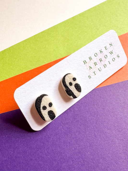 Glow in the Dark Ghost Small Oval Studs