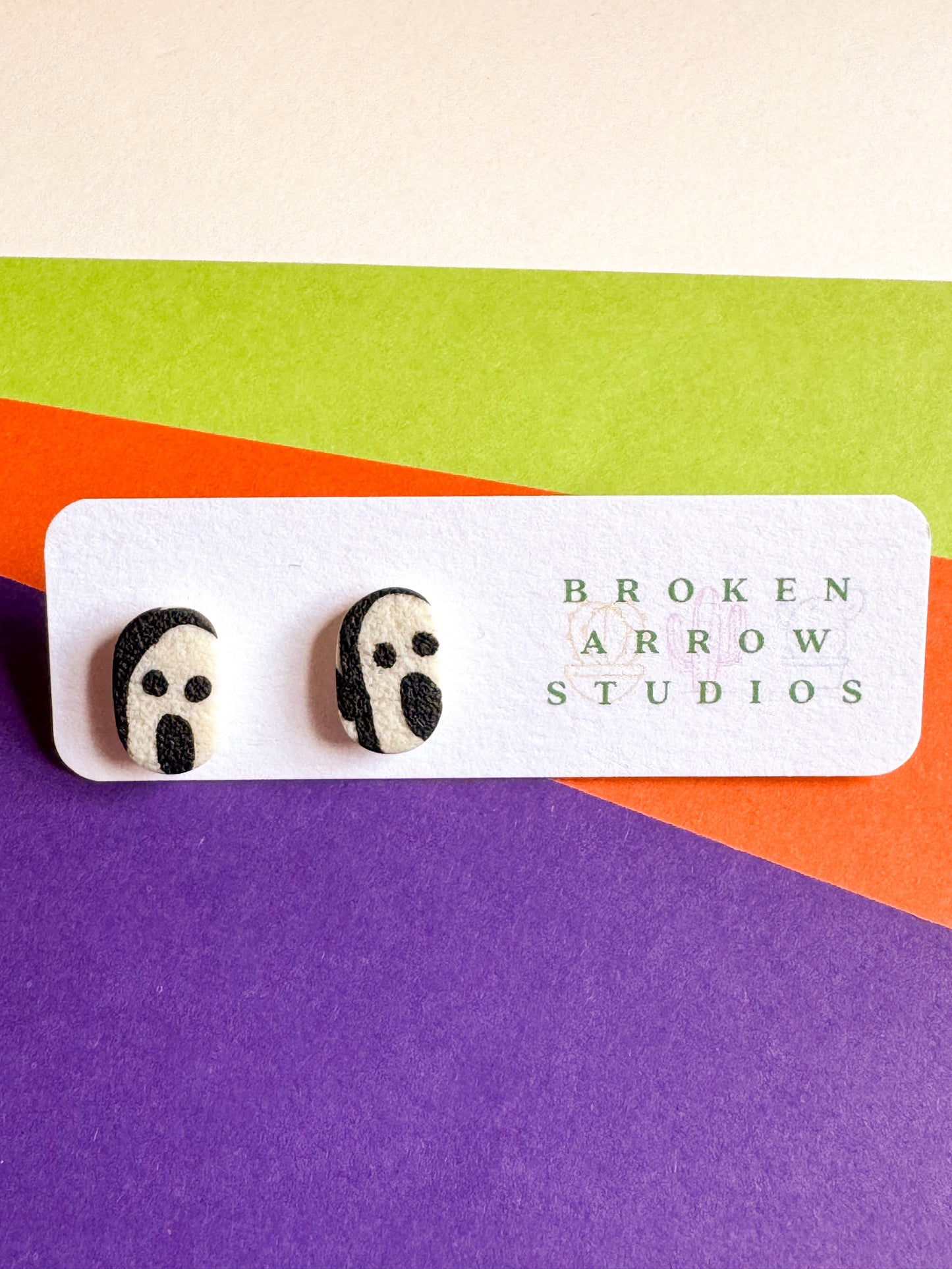 Glow in the Dark Ghost Small Oval Studs