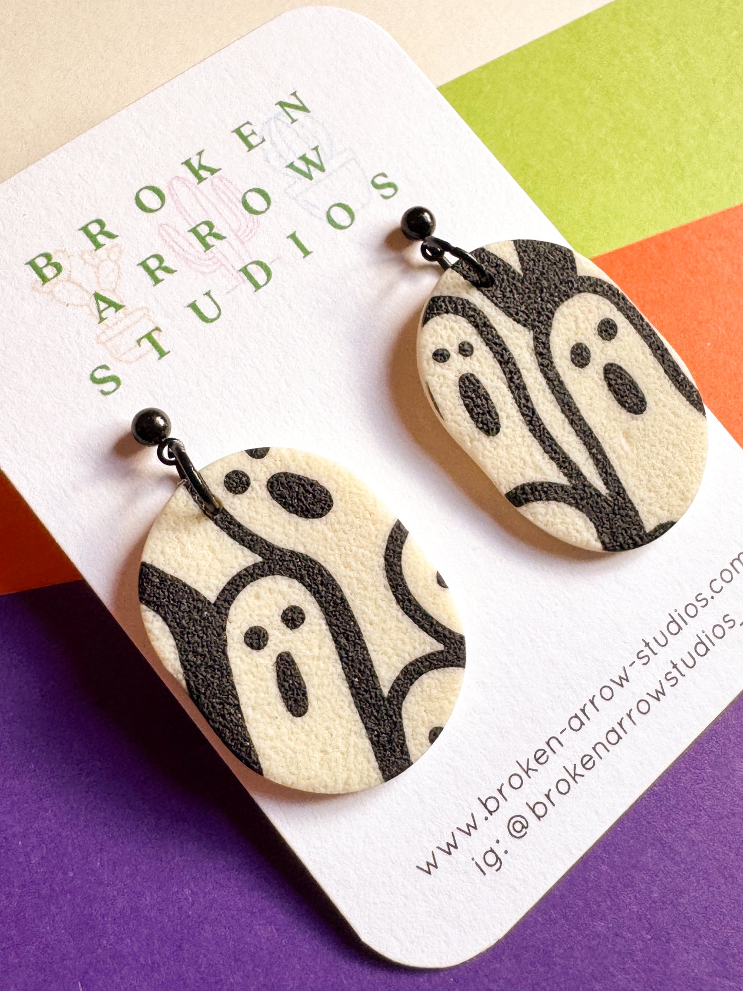 Glow in the Dark Ghost Oval Dangles