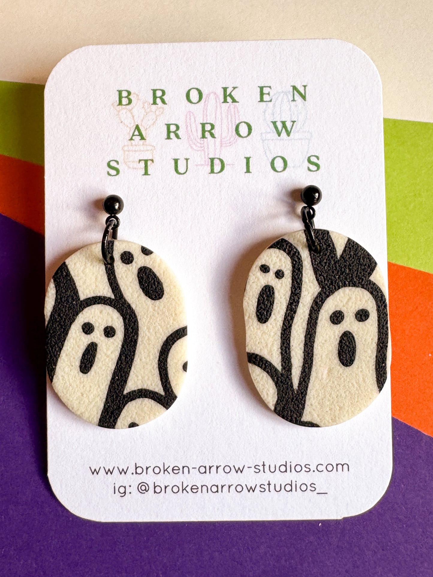 Glow in the Dark Ghost Oval Dangles