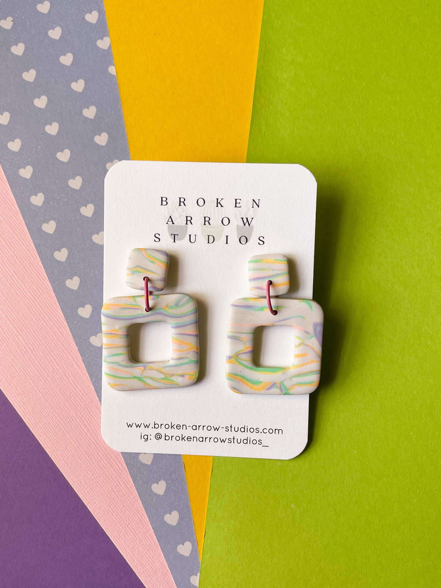 Pastel Pride Zebra Stripe Square Dangles