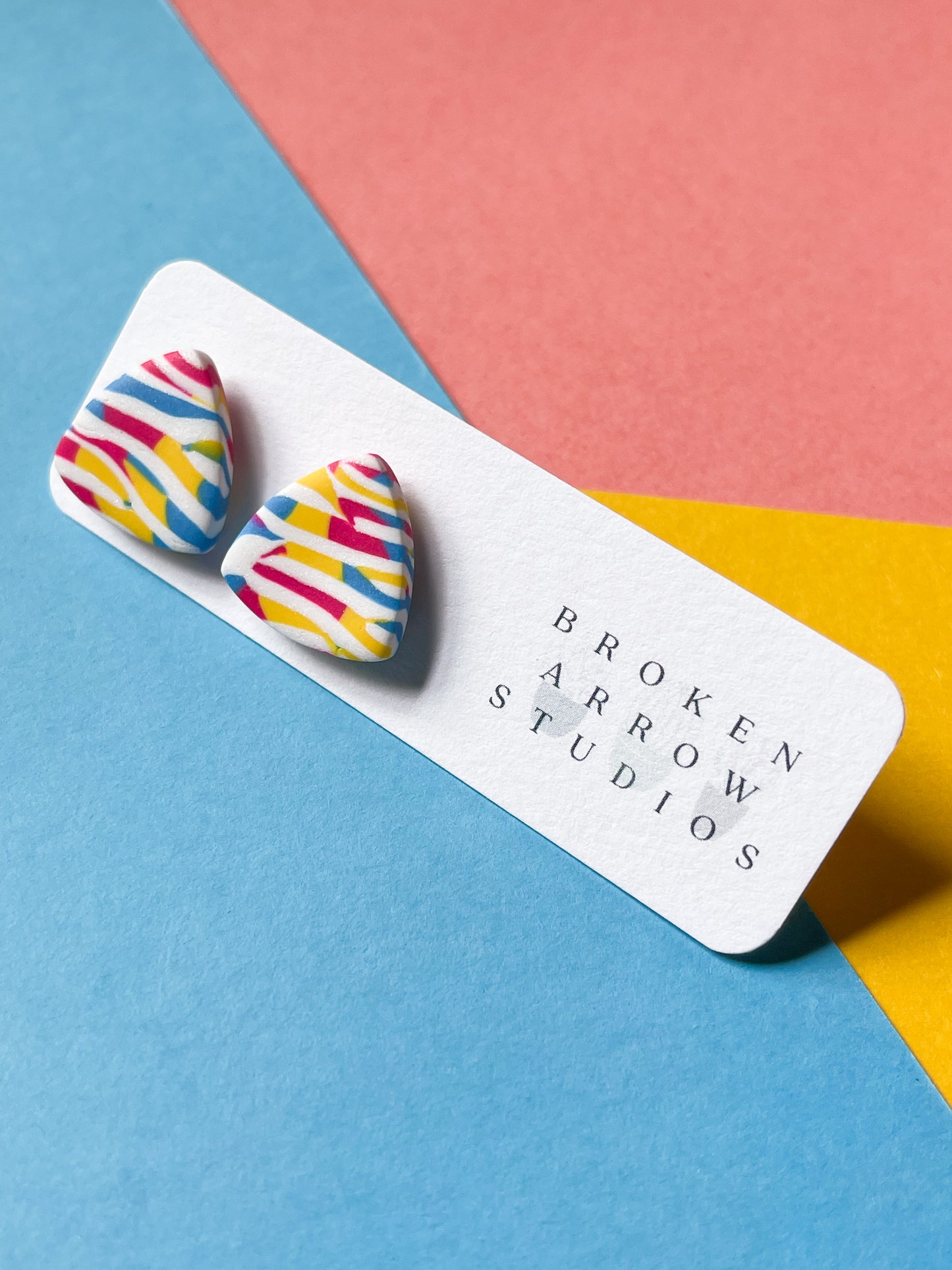 Pansexual Pride Zebra Stripe Triangle Studs