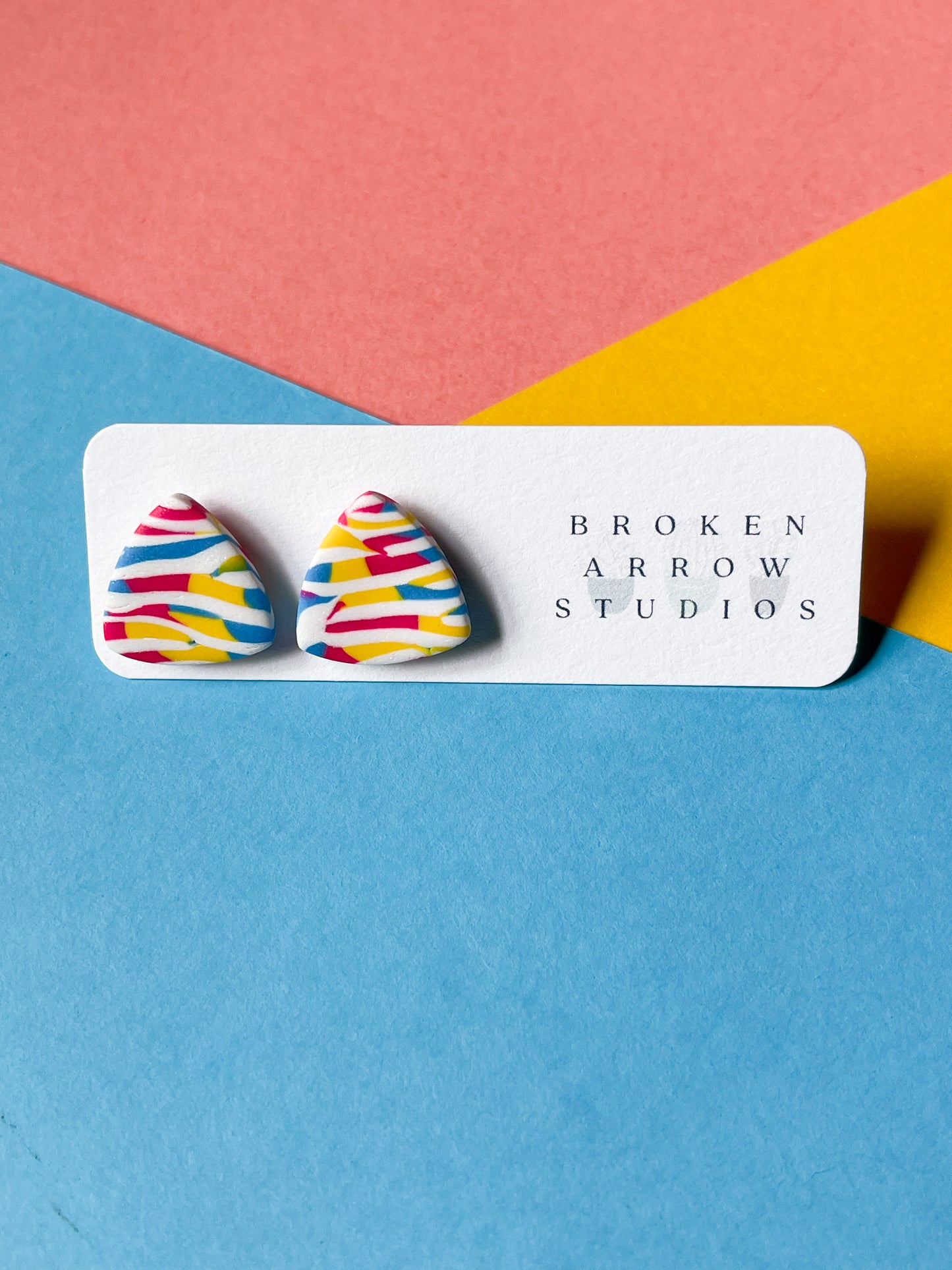 Pansexual Pride Zebra Stripe Triangle Studs