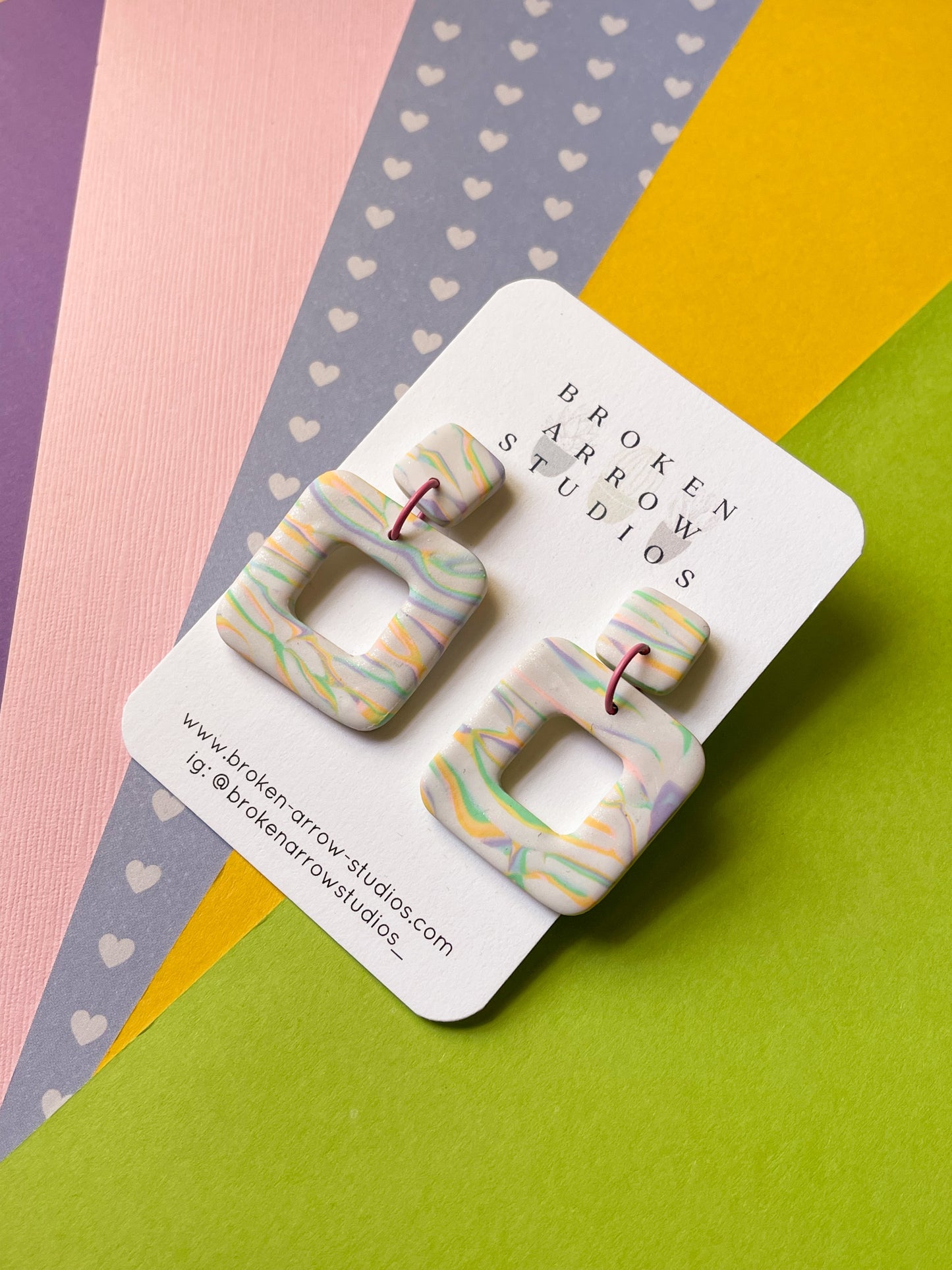 Pastel Pride Zebra Stripe Square Dangles