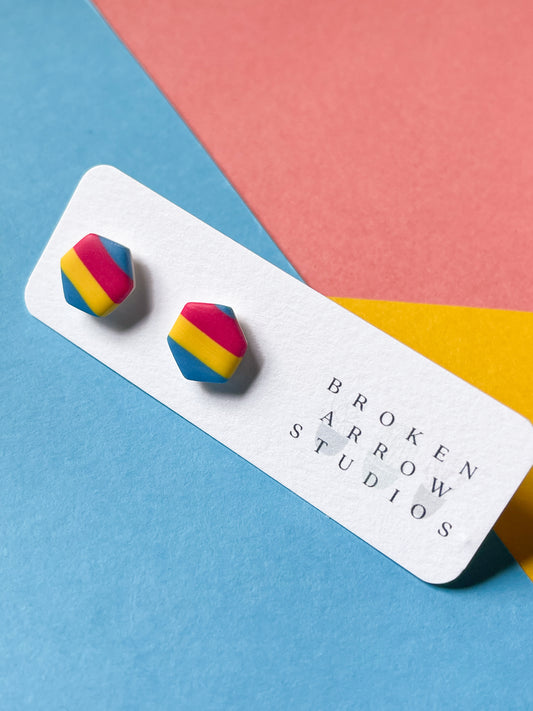 Pansexual Pride Hexagon Studs