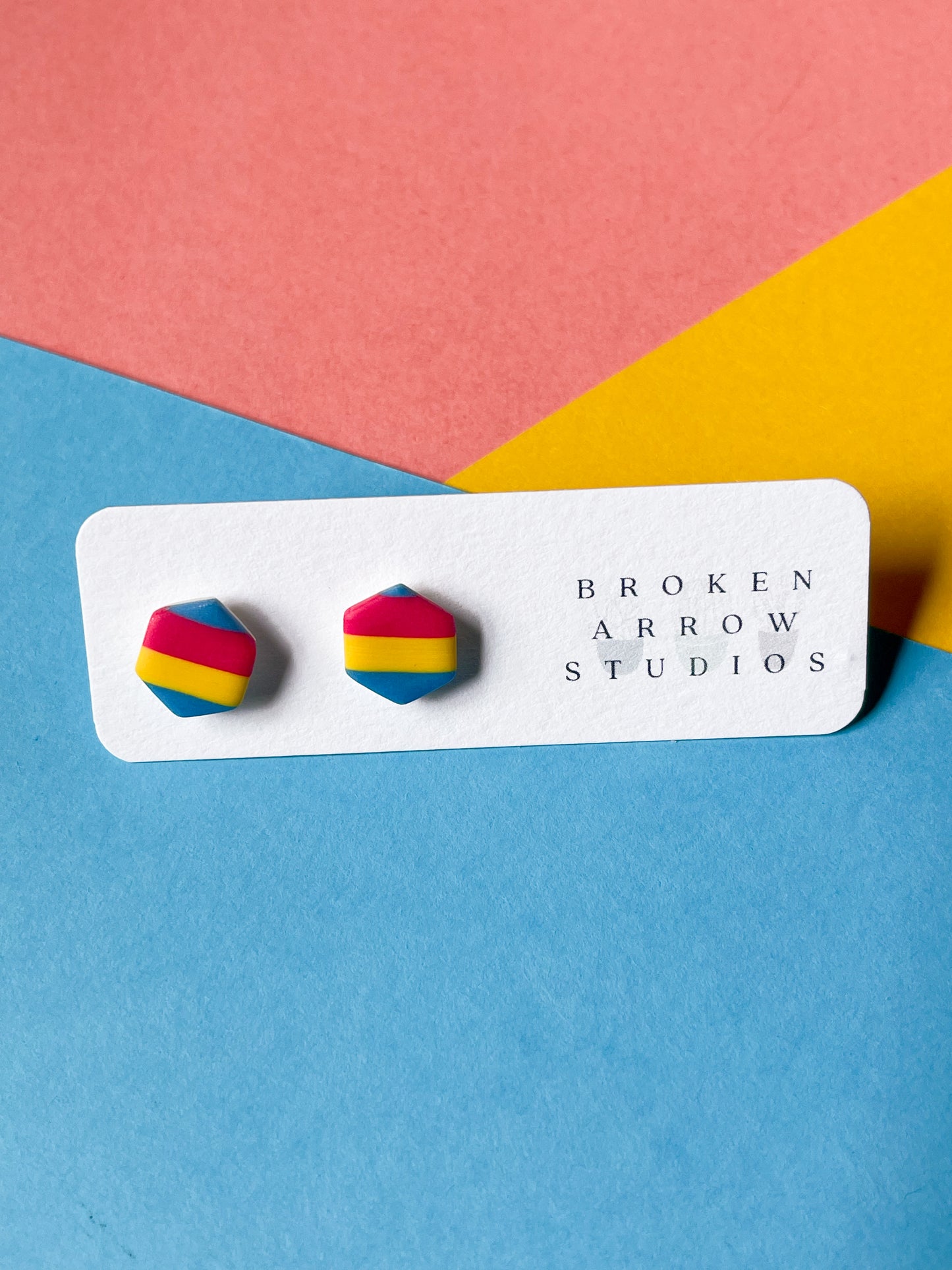 Pansexual Pride Hexagon Studs