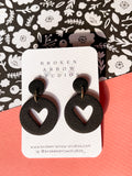 Black and Gold Heart Cut Out Dangles