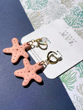 Natural Pink Starfish- Gold Huggies