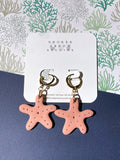Natural Pink Starfish- Gold Huggies