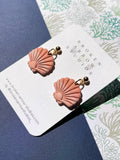 Natural Pink Marble Shell Dangles- gold post