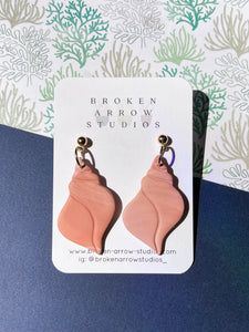 Natural Pink Conch Shell Dangles