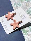 Natural Pink Starfish Dangles- Gold Post