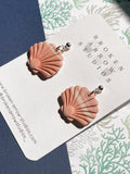 Natural Pink Marble Shell Dangles- Silver Post