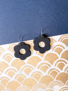 Black and Gold Flower Hoops