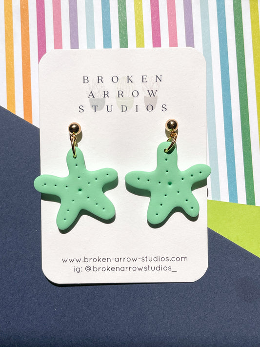 Pastel Green Starfish Dangles