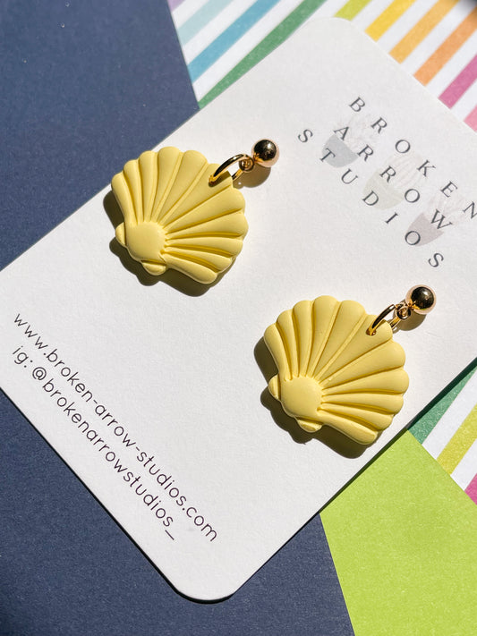 Pastel Yellow Shell Dangles