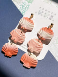 Triple Ombre Shell Dangles- Gold Post